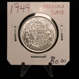1949 CANADA CIRCULATION 50-CENT NARROW DATE