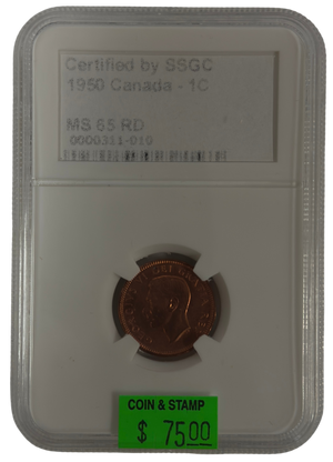 1950 1 CENT CANADA – MS 65 RD – GRADED