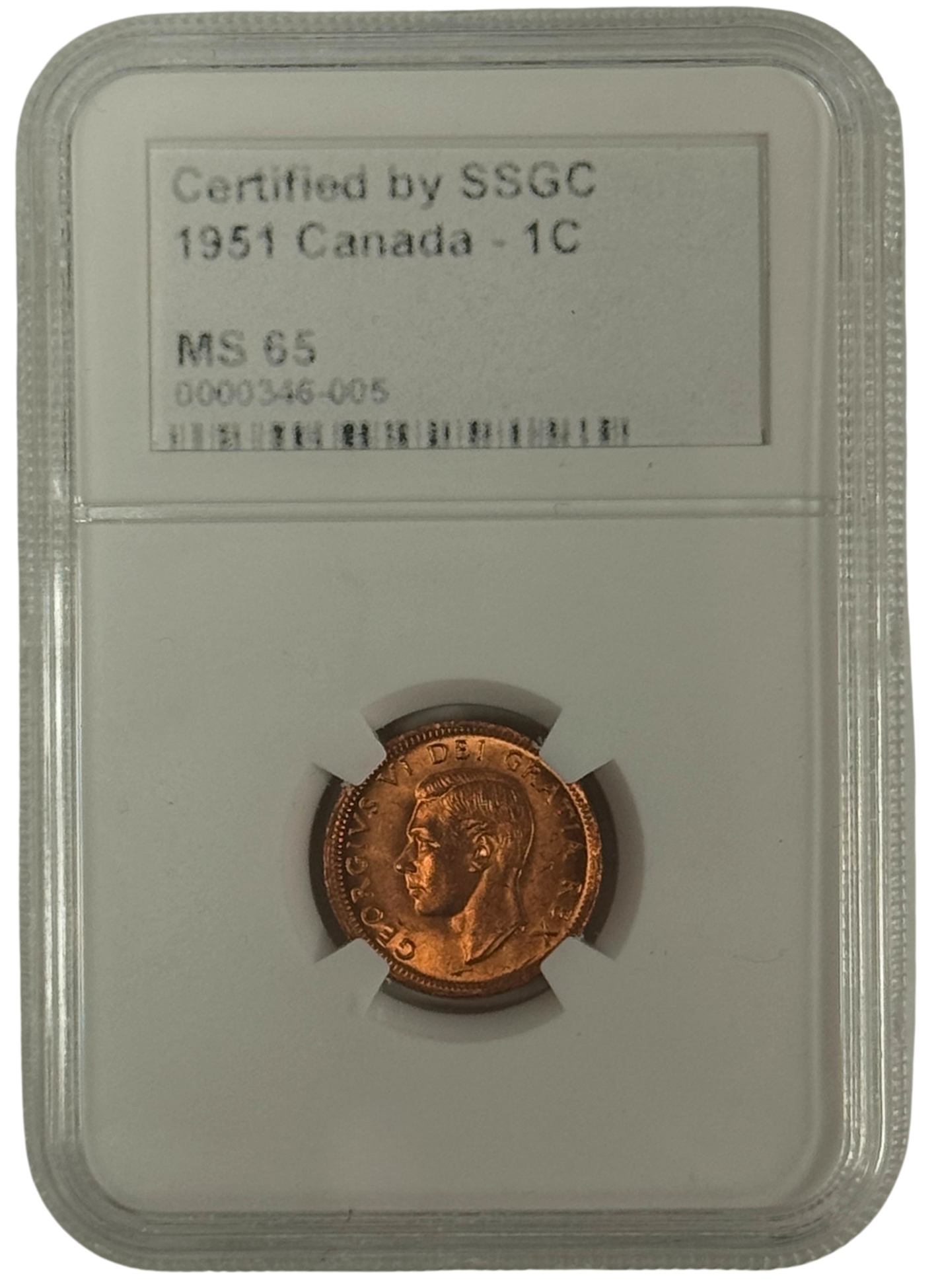 1951 1 CENT CANADA – MS 65 – GRADED (346-005)