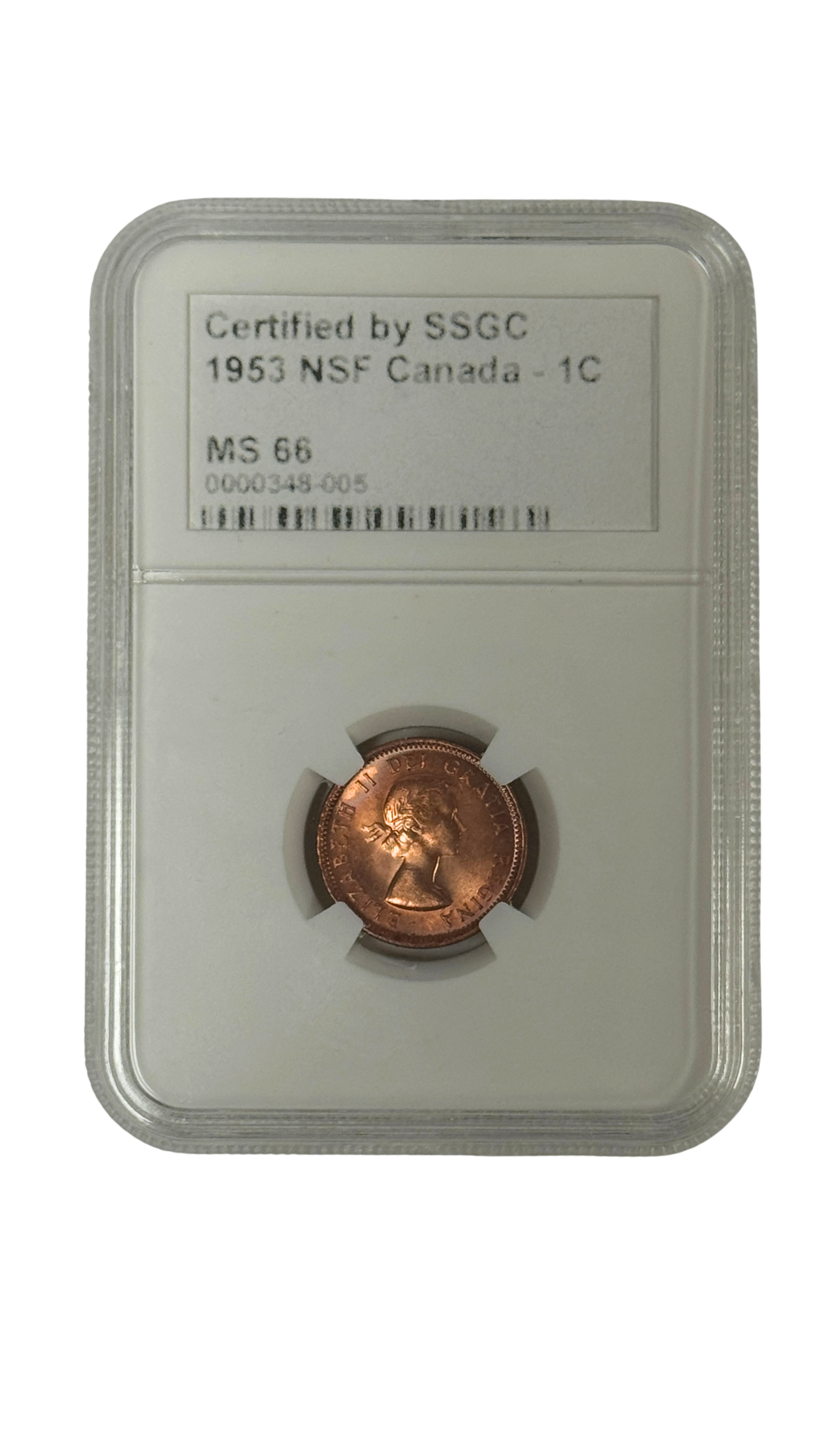 1953 1 CENT CANADA NSF – MS 66 – GRADED (348-005)