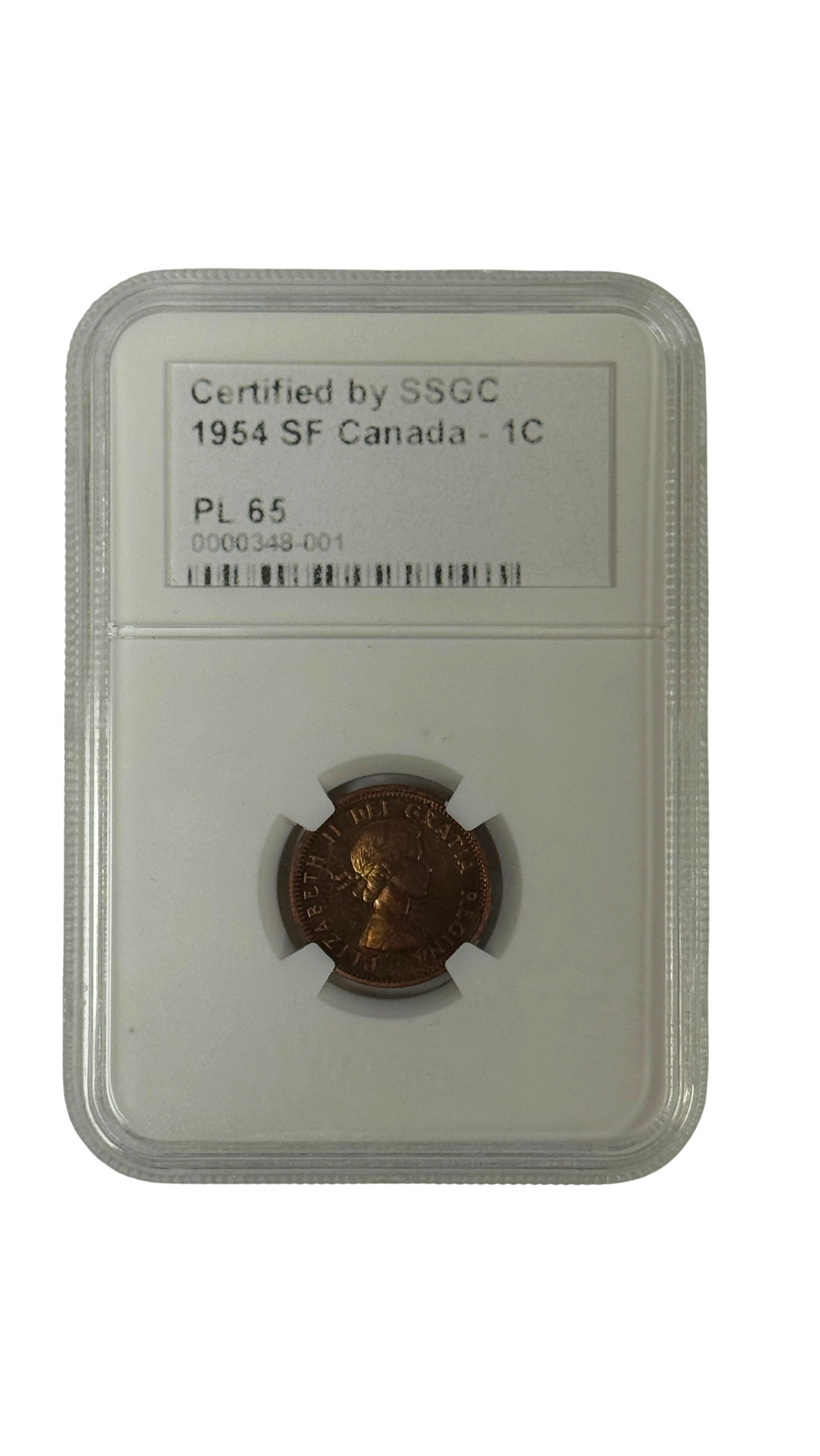 1954 1 CENT CANADA SF – PL 65 – GRADED (348-001)