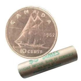 1962 10-CENT SILVER BLUENOSE SCHOONER WRAP ROLL (BU)