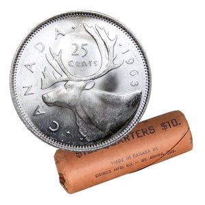 1963 25-CENT SILVER QUARTER ROLL