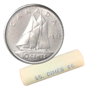 1965 10-CENT SILVER BLUENOSE SCHOONER WRAP ROLL