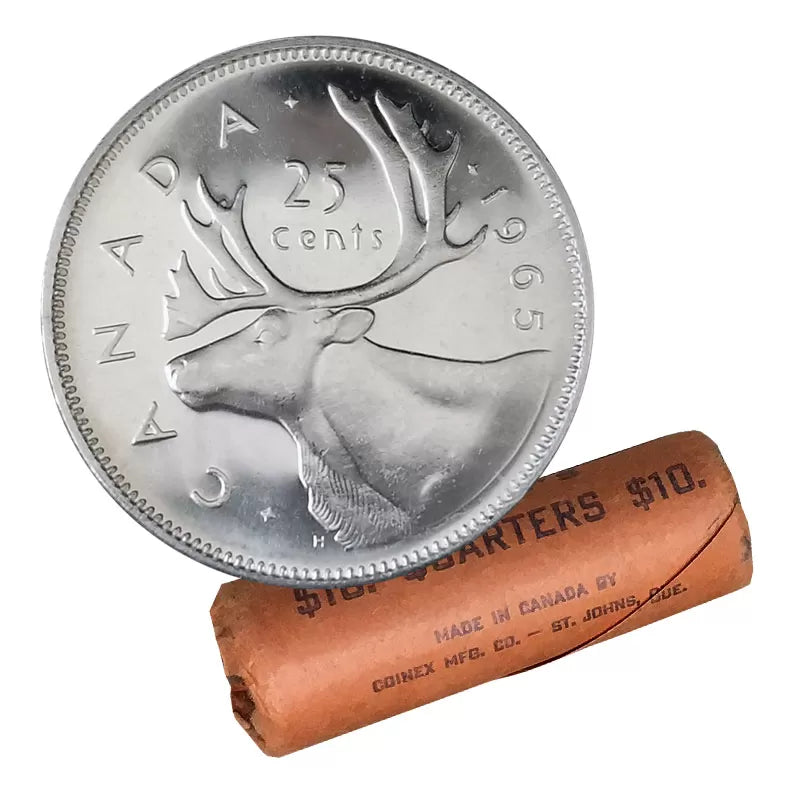 1965 25-CENT SILVER QUARTER ROLL