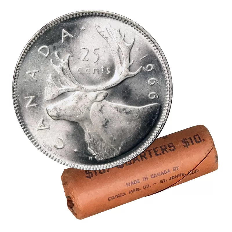 1966 25-CENT SILVER QUARTER ROLL