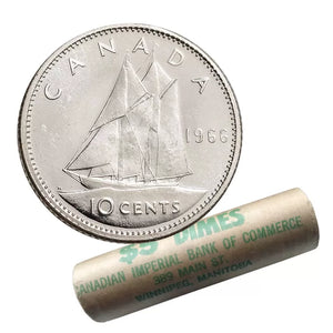 1966 10-CENT SILVER BLUENOSE SCHOONER WRAP ROLL