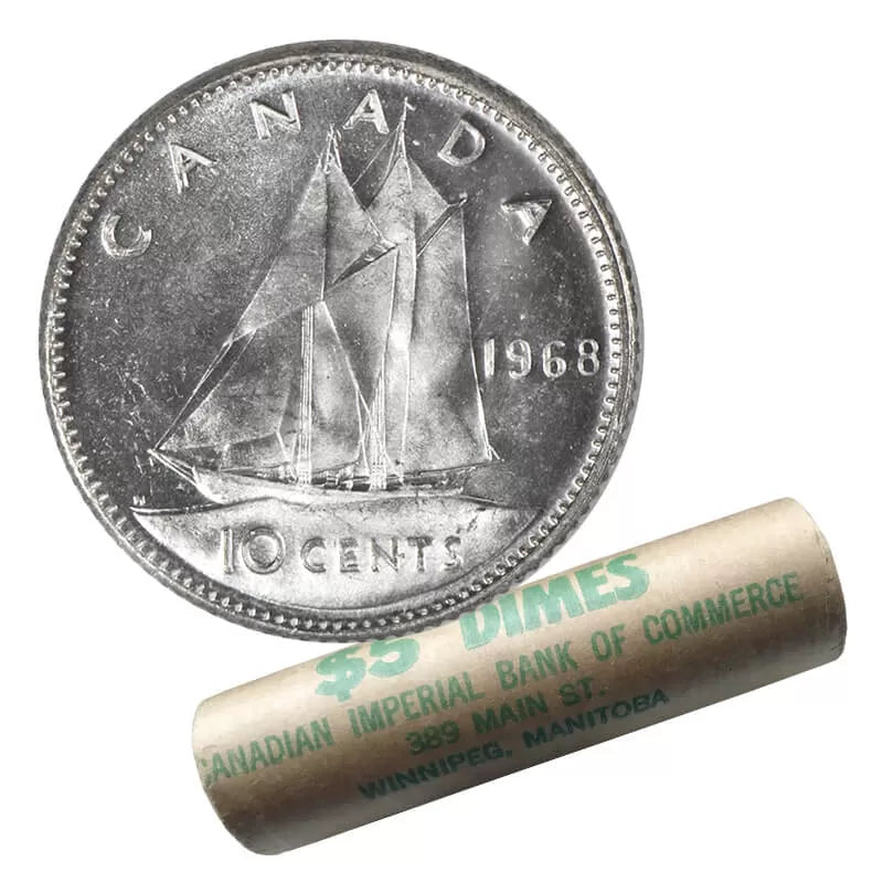 1968 10-CENT SILVER BLUENOSE SCHOONER WRAP ROLL