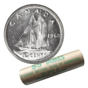 1968 10-CENT SILVER BLUENOSE SCHOONER WRAP ROLL