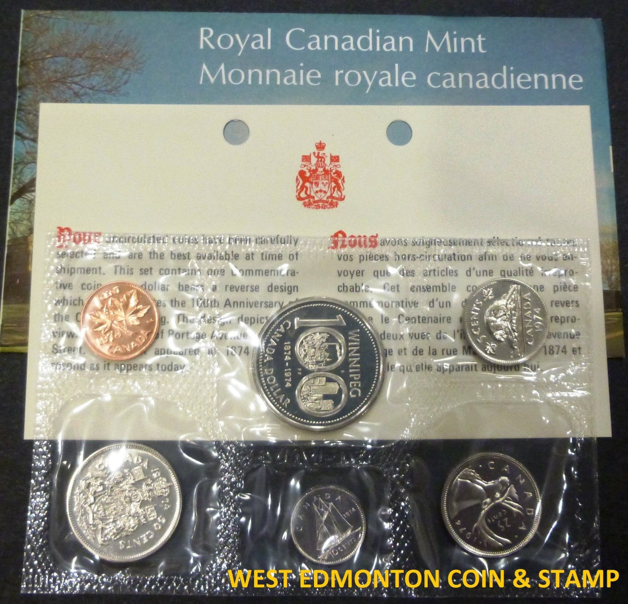 1974 UNCIRCULATED PROOF LIKE SET - WINNIPEG 100 YEARS