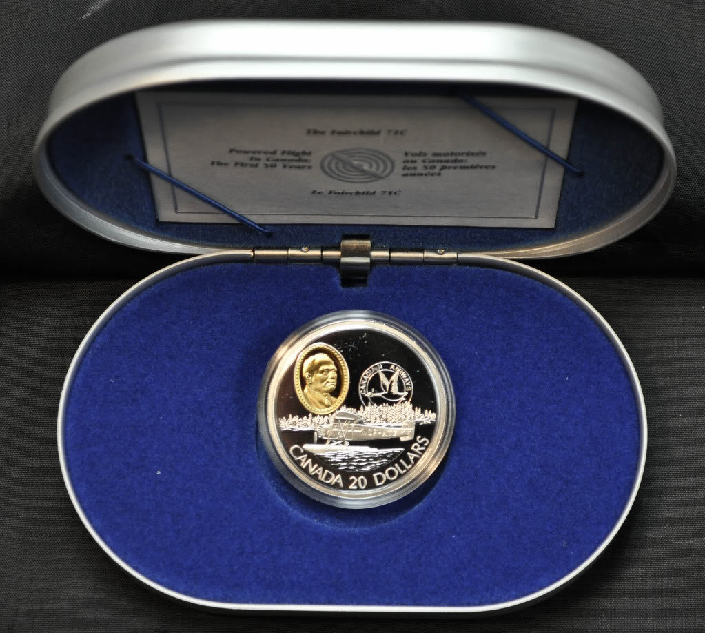 1993 1oz $20 FAIRCHILD 71C AVIATION COIN - 1-7 STERLING SILVER