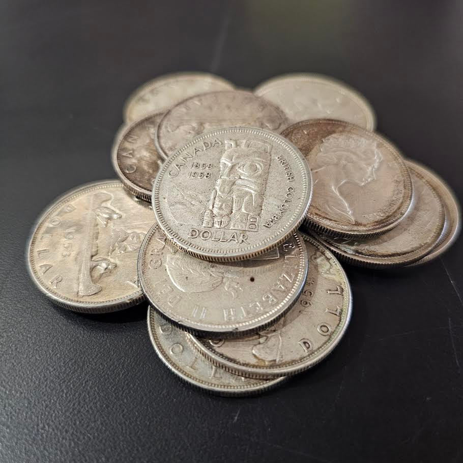 E-TRANSFER ONLY  - 100 CANADIAN SILVER DOLLARS MIXED DATE PRE 1966