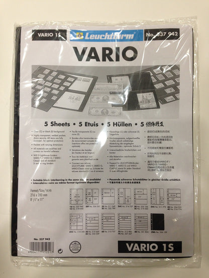 VARIO BLACK STAMP STOCKPAGES - FIVE SHEETS - ONE STRIP