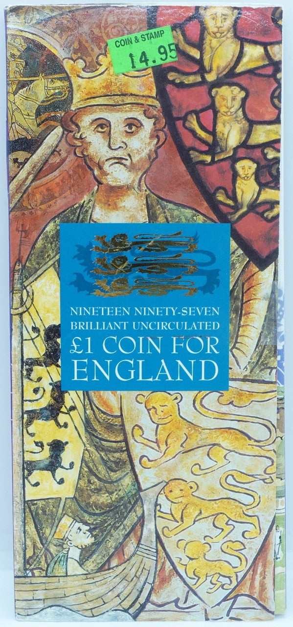 1997 1 POUND - BRILLIANT UNCIRCULATED COIN FOR ENGLAND - THREE LIONS