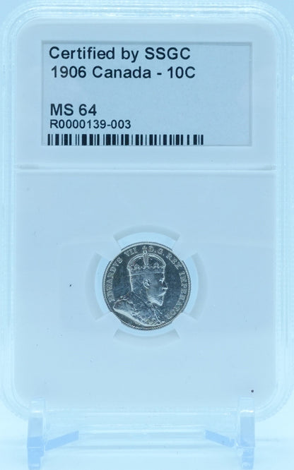 1906 10 CENT CANADA – MS 64 - GRADED