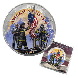 2001 1oz $1 AMERICAN HEROES FINE SILVER COIN