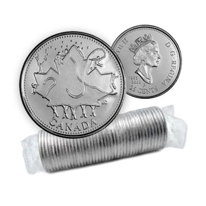 2002 25-CENT "P" 135TH ANNIVERSARY CANADA DAY/GOLDEN JUBILEE ROLL