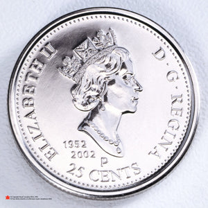 2002 25 CENTS CANADA DAY COLOURED (4TH COIN IN SERIES)