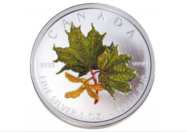 2002 1oz $5 COLOURED SILVER MAPLE LEAF