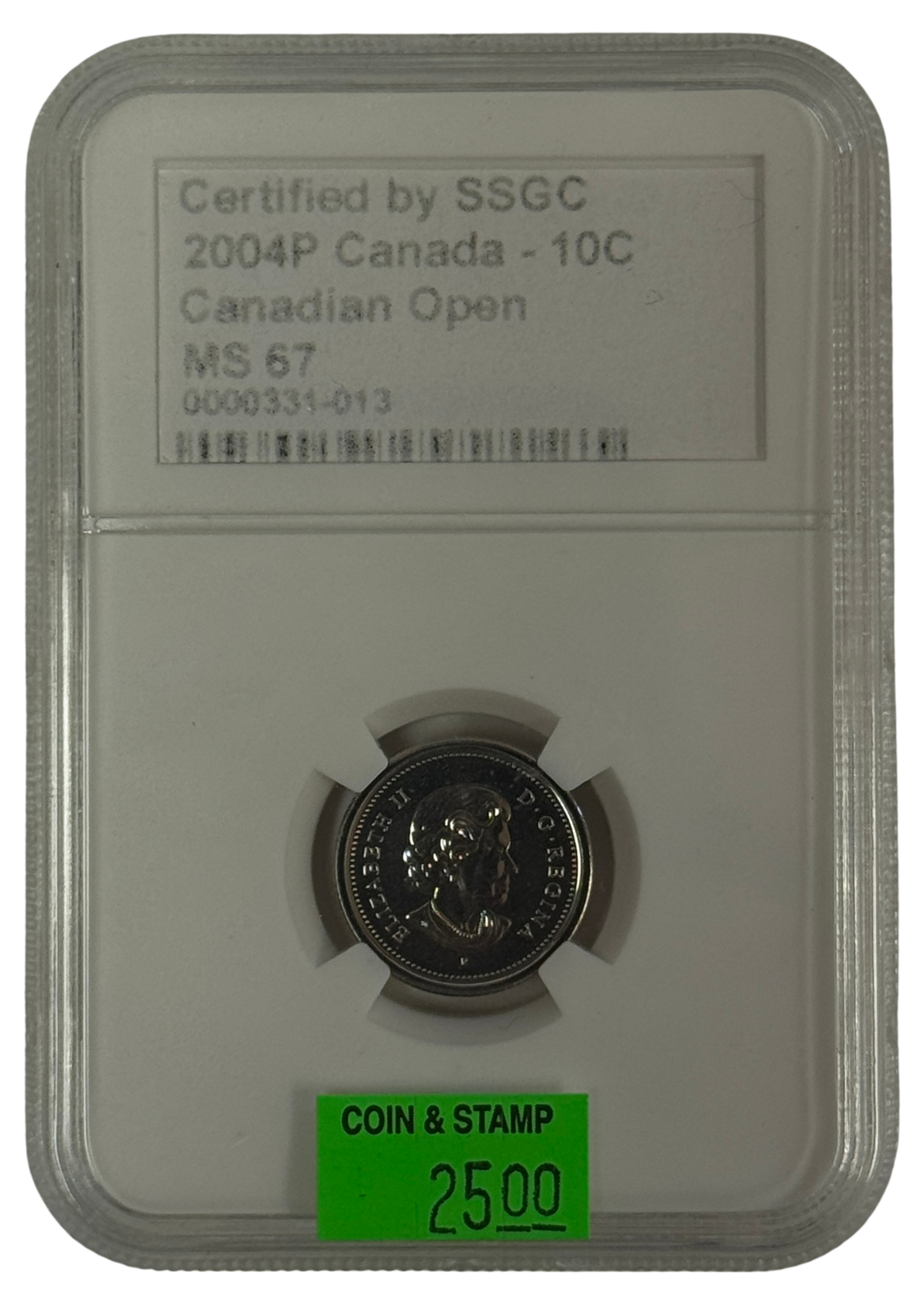 2004P 10 CENT CANADA – MS 67 – GRADED (331-013)