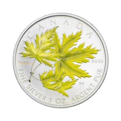 2006 1oz $5 SILVER MAPLE LEAF COLOURED COIN - SILVER MAPLE