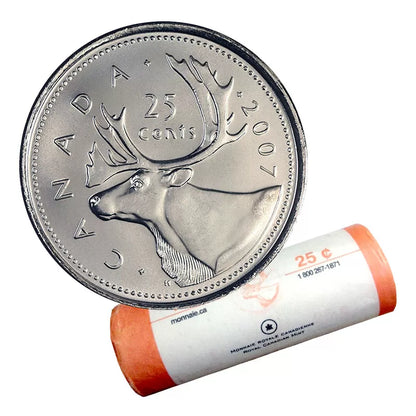 2007 25-CENT CARIBOU RCM LOGO ORIGINAL ROLL