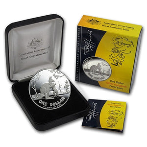 2007 1oz $1 SILVER PROOF COIN - SILVER KANGAROO ROLF HARRIS (ROYAL AUSTRALIAN MINT)
