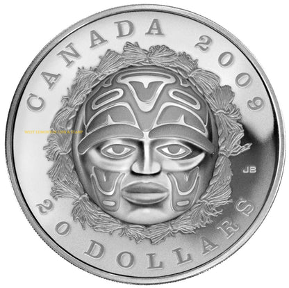 2009 1oz $20 SILVER COIN - SUMMER MOON MASK