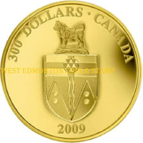 E-TRANSFER ONLY - 2009 $300 GOLD COIN - YUKON COAT OF ARMS