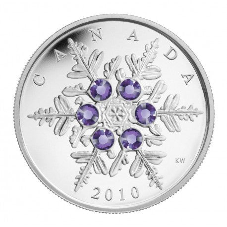 2010 1oz $20 - TANZANITE CRYSTAL SNOWFLAKE - FINE SILVER COIN