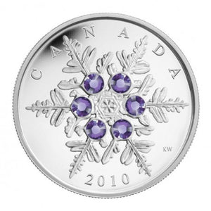 2010 1oz $20 - TANZANITE CRYSTAL SNOWFLAKE - FINE SILVER COIN