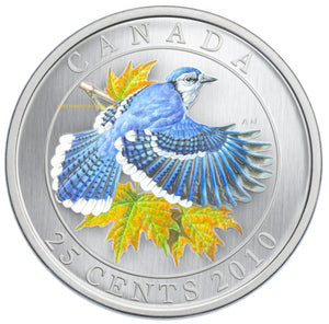2010 25-CENT COLOURED COIN - BLUE JAY