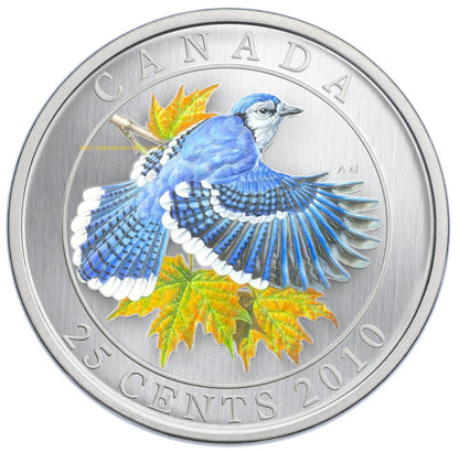 2010 25-CENT COLOURED COIN - BLUE JAY