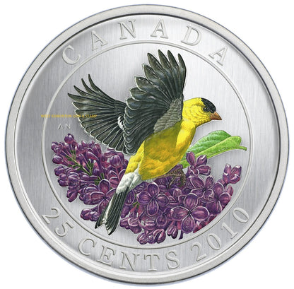 2010 25-CENT COLOURED COIN - GOLDFINCH