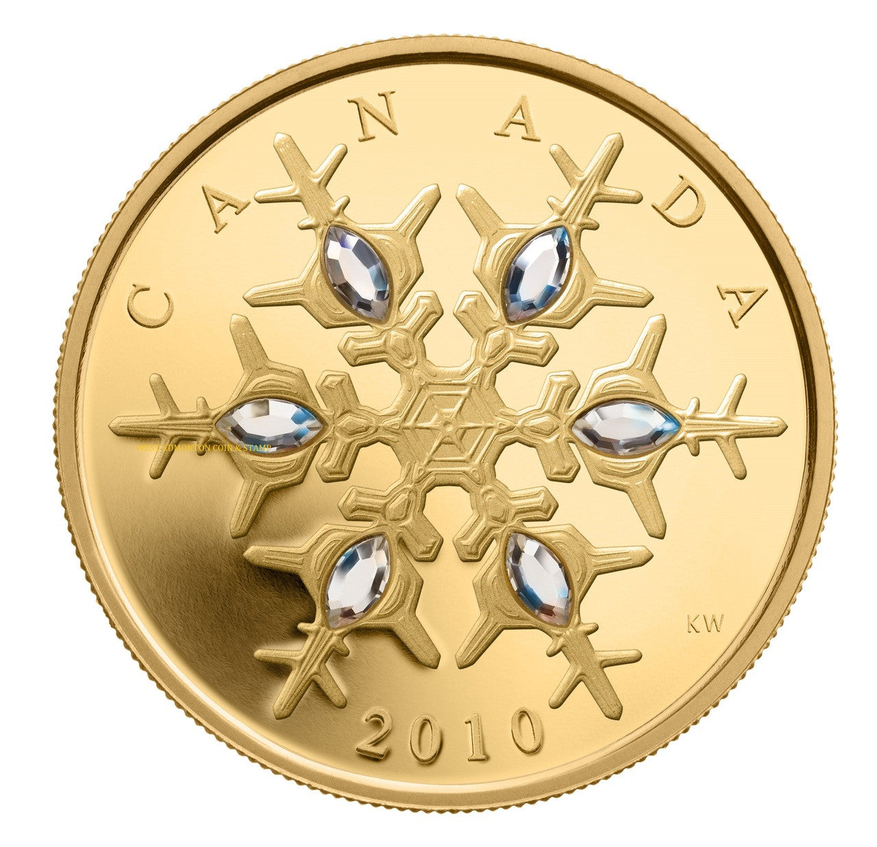E-TRANSFER ONLY - 2010 $300 14KT GOLD COIN - CRYSTAL SNOWFLAKE