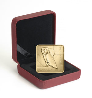 2010 $3 SQUARE SHAPED GOLD PLATED SILVER COIN - BARN OWL WILDLIFE CONSERVATION