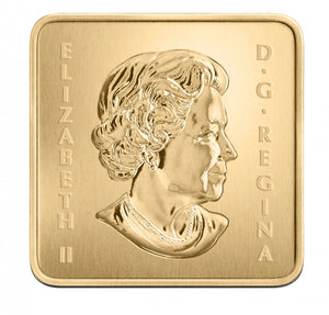 2010 $3 SQUARE SHAPED GOLD PLATED SILVER COIN - POLAR BEAR WILD LIFE CONSERVATION