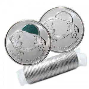 2011 25-CENT LEGENDARY NATURE WOOD BISON ORIGINAL ROLL