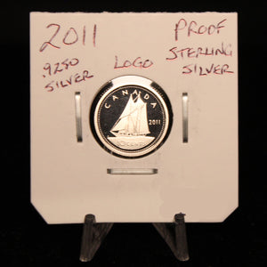 2011 CANADA CIRCULATION 10-CENT PROOF STERLING SILVER LOGO .9250 SILVER