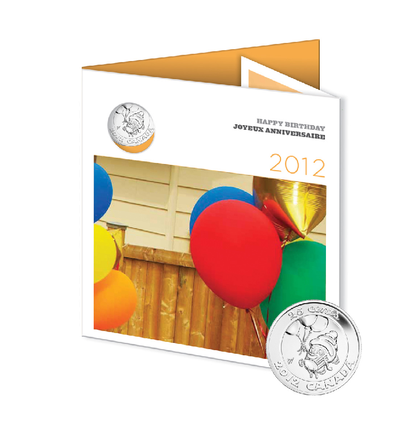 2012 BIRTHDAY 6-COIN SET - SCARCE PENNY, QUARTER, LOONIE, & TOONIE