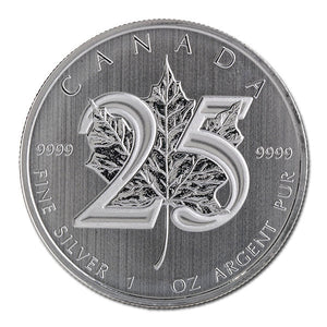 E-TRANSFER ONLY - 1oz. 2013 CANADIAN 25TH ANNIVERSARY SILVER MAPLE LEAF COIN
