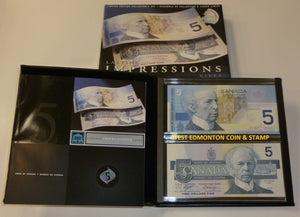 1986-2001 CANADIAN $5 BILL LASTING IMPRESSIONS. MATCHING SET OF TWO NOTES