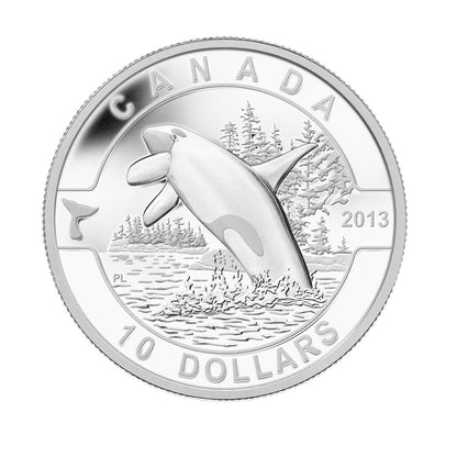 2013 1/2oz $10 O CANADA SERIES - ORCA - KILLER WHALE FINE SILVER COIN
