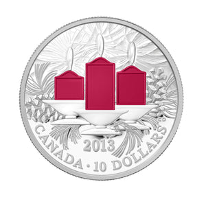 2013 1/2oz $10 HOLIDAY CANDLES FINE SILVER COLOURIZED COIN