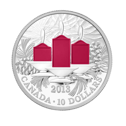 2013 1/2oz $10 HOLIDAY CANDLES FINE SILVER COLOURIZED COIN