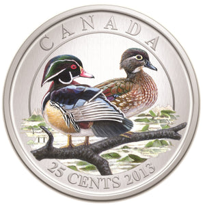 2013 25-CENT COLOURED COIN DUCKS OF CANADA - WOOD DUCK