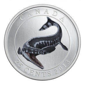 2013 25-CENT COLOURED COIN - PREHISTORIC ANIMALS - TYLOSAURUS PEMBINENSIS