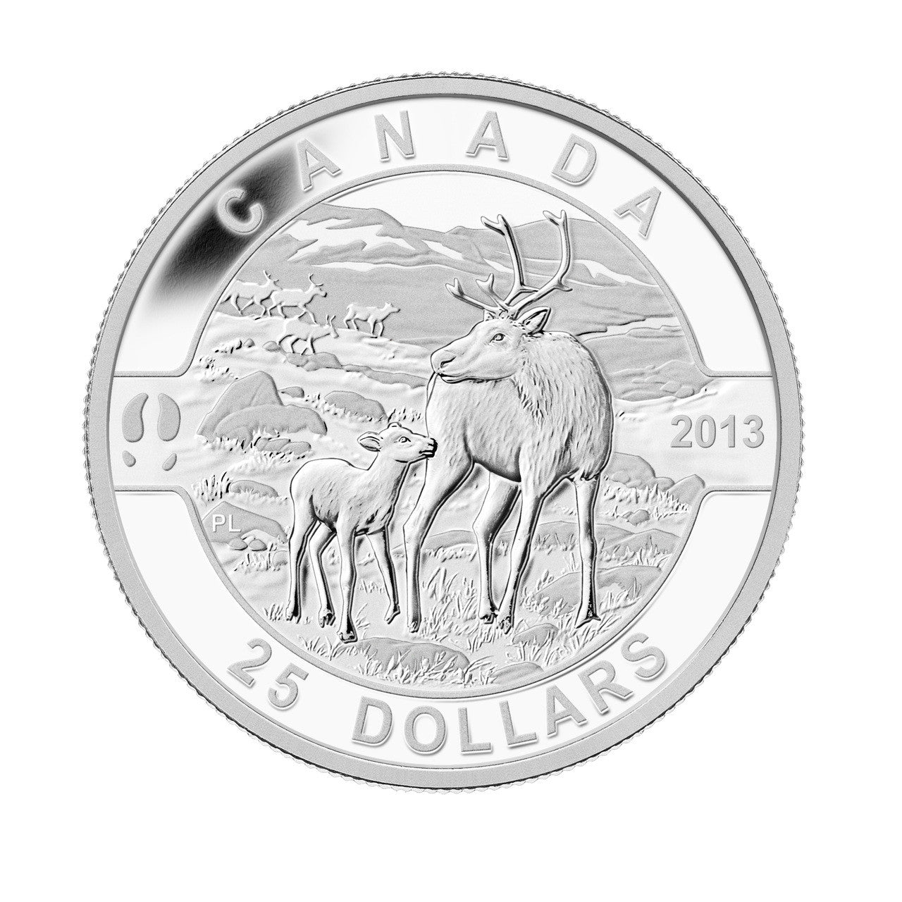2013 1oz $25 O CANADA SERIES - THE CARIBOU FINE SILVER COIN