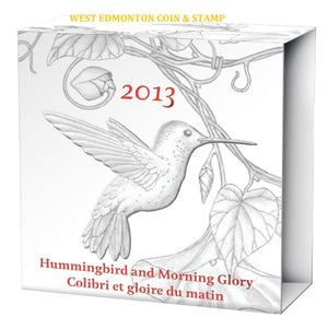 2013 1/4oz $3 HUMMINGBIRD AND MORNING GLORY FLOWER FINE SILVER COIN