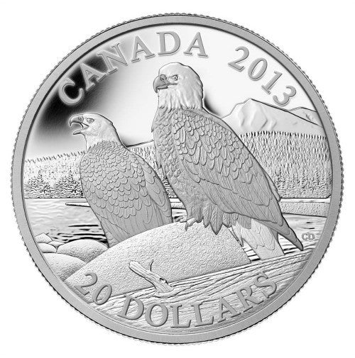 2013 1oz $20 THE BALD EAGLE: LIFELONG MATES FINE SILVER COIN